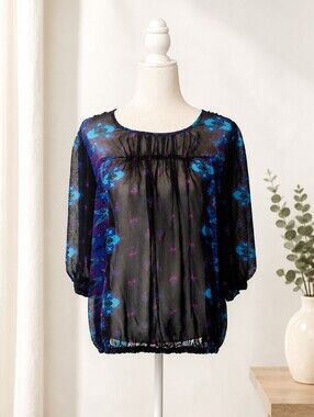 Mossimo Women's Black Sheer Blouse Size XXL